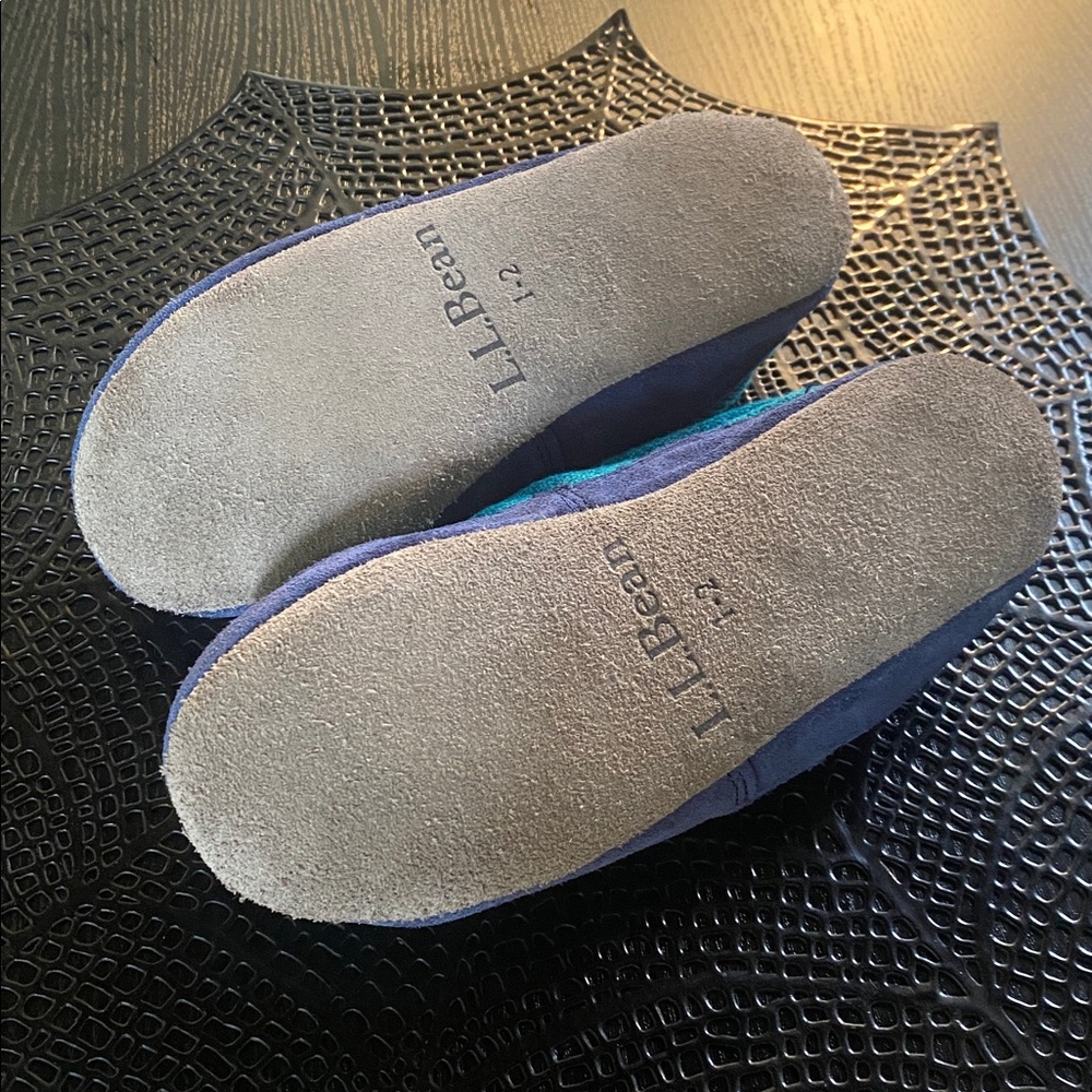 L.L. Bean S’mores Sweater Fleece Motif Teal/Blue Slipper, Size 1-2 kids (unisex) - Picture 7 of 8